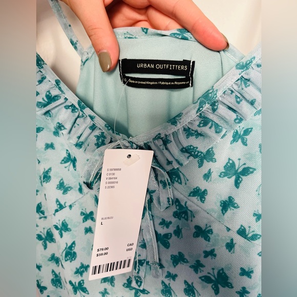 NWT Urban Outfitters Floral Mesh Ruffle Mini Dress - Picture 2 of 7
